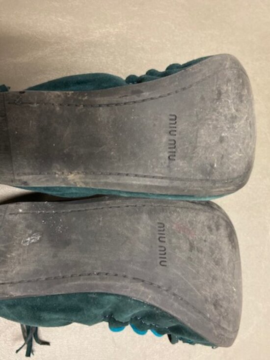 MIU MIU FLAT TEAL/GREEN 7.5 - Picture 4 of 6
